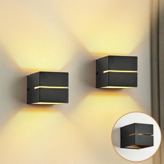 Vivitar LED Wandleuchte Wandleuchte Aluminium –2er SET– Wandlampe Schwarz Gold, LED wechselbar, Design Wandbeleuchtung für Wohnzimmer, Schlafzimmer, Flur