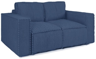 Sofa Designersofa 2-Sitzer VAJANA Stoff Tilia Dunkelblau