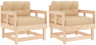 vidaXL Gartenstühle mit Kissen 2 Stk. Massivholz Kiefer 825443