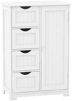 COSTWAY Badkommode, mit 4 Schubladen & 1-türigem Schrank,55 x 30 x 81 cm