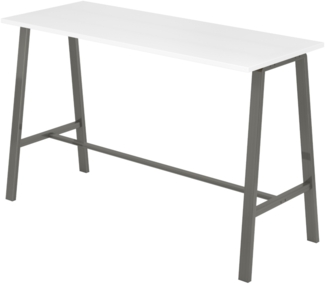 bümö Meetingpoint Industrial Look, Bistrotisch eckig 175 x 68 cm, Stehtisch Holz-Platte, Bartisch Weiß, Gestell aus Metall natur, Buffettisch, Partytisch, Thekentisch, Hochtisch, Barmöbel, MPA17-W-T