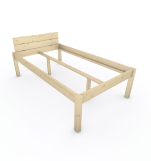 Pfostenbett "metallarm" Fichte Holzbett "Daybett" 120 x 210cm 58cm Einzelbett