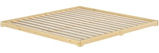 Niedriges Bodenbett 200x200 Kiefer natur, Niederflurbett, Futonbett, V-60.47K-20Rollrost inkl.