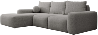 Selsey 'Carnos' Ecksofa mit Schlaffunktion, Ballkissen, Chenillebezug, Dunkelgrau, linksseitig