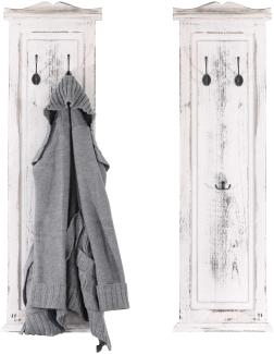 2er-Set Garderobe Wandgarderobe Garderobenpaneel Wandhaken 109x28x4cm ~ weiß shabby