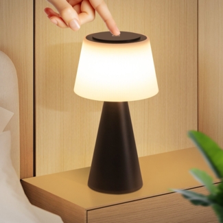 ZMH Batteriebetriebene Nachttischlampe, LED-Nachttischlampe – 3600 mAh, kabellose Tischlampe, Touch-Tischlampe, dimmbare Lampe mit USB-Aufladung, schwarz, batteriebetriebene Tischlampe