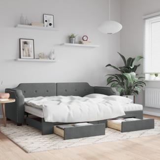 vidaXL Tagesbett Ausziehbar mit Schubladen Dunkelgrau 90x200 cm Stoff 3197689