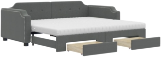 vidaXL Tagesbett Ausziehbar mit Schubladen Dunkelgrau 90x200 cm Stoff 3197689