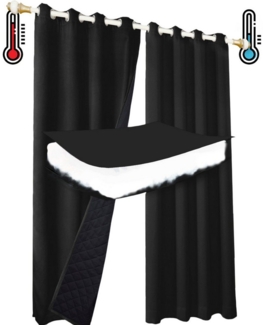 BTTO V&G Gardine Kälteschutz Vorhang Blickdicht Gardinen,Thermovorhang mit Ösen (2 St), Verdunklungsvorhänge,Wohnzimmer Schlafzimmer Gardinen