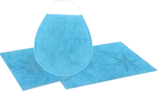 andas Badematte Marie, Höhe 13 mm, rutschhemmend beschichtet, fußbodenheizungsgeeignet, strapazierfähig, Baumwolle, rechteckig, 3-tlg. Hänge-WC Set, Badteppich, Stern Motiv, Hoch-Tief-Struktur, auch als Set