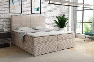 Deine Möbel 24 Boxspringbett LOFT III Boxspring Komplettbett Polsterbett Bonellfederkernmatratzen (Schwarz Graphit, 3-St, Boxbett Cord Cord-Samt 120x200 140x200 160x200 180x200 200x200), inkl. Bettkasten Topper Matratzen H3 H4 Beige Creme Grau