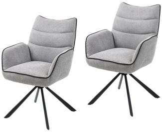 2x Esszimmer Drehstuhl Abel grau Set 180° Küche Polsterstuhl Stuhl Sessel
