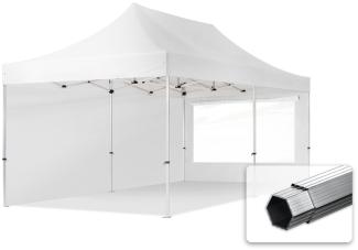 3x6 m Faltpavillon PROFESSIONAL Alu 40mm, Seitenteile mit Panoramafenstern, weiß