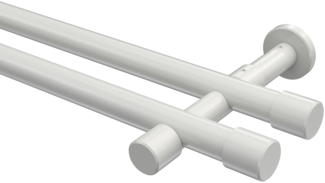 Gardinenstangen-Set Prestige Santo 400 cm (geteilt in 2 x 200 cm), 2-läufig (ohne Ringe), 20 mm Ø Weiß