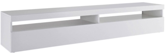 Dmora TV-Schrank Akon, niedriges Wohnzimmer-Sideboard, Fernsehständer-Basis, 100 % Made in Italy, 200 x 45 x 36 cm, glänzendes Weiß,