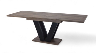 Endo-Moebel Esstisch Lara Esstisch 130–210cm ausziehbar für 8 Personen Tischbeine schwarz, Ausziehbar, Synchronauszug, Säulengestell, Erweiterungsplatten intern