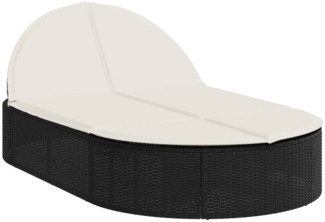 vidaXL Doppel-Sonnenliege mit Kissen Schwarz Poly Rattan 368646
