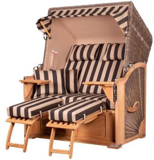 Strandkorb Komplettset - bene living - Schaalsee Teak - PE grau - Modell 581 - inkl. Liftersystem