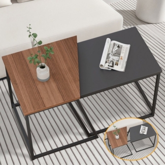 MULISOFT Couchtisch Beistelltisch 2er Set Satztisch Sofa Tisch für Wohnzimmer (großer Tisch(45x47cm),Kleiner Tisch(42x40cm), 2er Set), Kaffeetisch Couchtisch Modern Schwarz