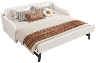 Merax Daybett, Tagesbett 90x200cm/180x200cm Schlafsofa mit Unterbett, Leinen