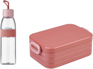 Mepal Take a Break midi + Trinkflasche Ellipse 500 ml Vivid Mauve Lunchbox mit Trennwand ideal für Mealprep-kohlensäuregeeignet auslaufsicher bruchfestes Material, Promotion-Set