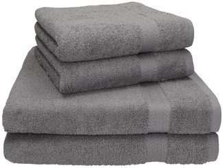 Betz 'PREMIUM' Handtuch Set, 4-tlg., 2 Handtücher und 2 Duschtücher, 100% Baumwolle, 70x140 / 50x100 cm, Anthrazit