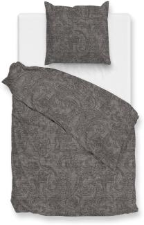 Zo! Home Cotton Bettwäsche 155x220 Paisley di Lino Dark Grey grau meliert