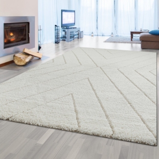 TeppichHome24 Teppich 3D-Teppich mit skandinavischem Flair in Weiß, Creme-beige, rechteckig, Höhe: 30 mm