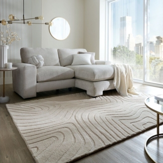 FLAIR RUGS Wollteppich Mesmerise, rechteckig, Höhe: 14 mm, Wollteppich mit Hoch-Tief Effekt