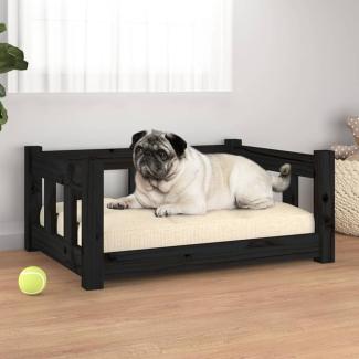 Hundebett Massivholz Kiefer, Schwarz, 65,5 x 50,5 x 28 cm