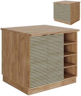 Vicco Kücheninsel Eiche Paneel 90 cm ohne Arbeitsplatte, Fame-Line