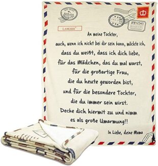 XDeer Kinderbettdecke Flanell-Briefdecke An Meine Tochter/Sohn,Weiche Fleecedecke, Flanell Briefdecke weiche Flanelldecke