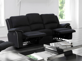 Vente-unique - Relaxsofa 3-Sitzer - Microfaser - Schwarz - HERNANI