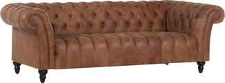 Megasofa AMAZONAS Chesterfield Sofa echt Leder cognac