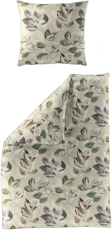 Bierbaum Biber Bettwäsche 155x220 Blätter natur grün beige 4136-80