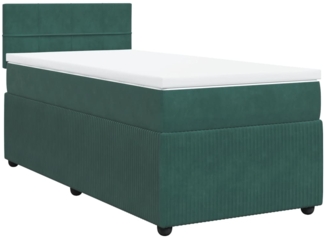 vidaXL Boxspringbett mit Matratze Dunkelgrün 80x200 cm Samt 3287593