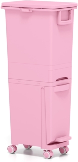 Multifunktionaler Müllbehälter Küchenabfalleimer mit kippbarem Bodeneimer Rosa