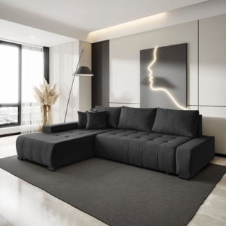 Beautysofa Ecksofa DRACO mit Schlaffunktion und Bettkasten, Ecke mit Einfügung