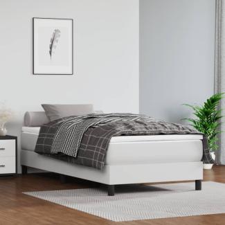 vidaXL Boxspringbett mit Matratze Weiß 80x200 cm Kunstleder, Härtegrad: H2 [3144226]