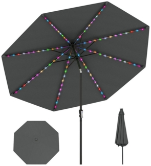 COSTWAY Sonnenschirm 300cm mit LED, Kurbel, Gartenschirm um 35° knickbar