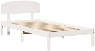 vidaXL Bettgestell mit Kopfteil Weiß 80 x 200 cm Massivholz Kiefer 872084
