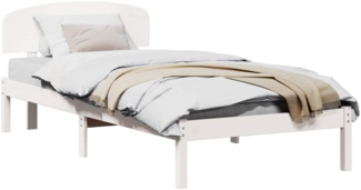 vidaXL Bettrahmen mit Kopfteil Weiß 80 x 200 cm Massives Kiefernholz 872084