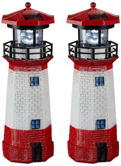 BlingBin LED Gartenleuchte LED Solar Leuchtturm, 360 Grad Solar Gartendeko Leuchtfeuer, Wasserdichter, Mit Dämmerungssensor Solarbeleuchtung, LED fest integriert, Tageslichtweiß, Lampe Dekoration für Garten, Terrasse, Rasen im Freien, 2 Stück