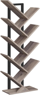 Bücherregal Standregal 9 Ebenen Holz DVD Regal Baumform Metallgestell Greige