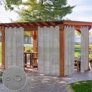 Qelus Outdoorvorhang Wasserdicht Outdoorvorhänge Sonnenschutz Transparent Gardinen mit ösen, (2 St), für Balkon Terrasse Pavillon Outdoor