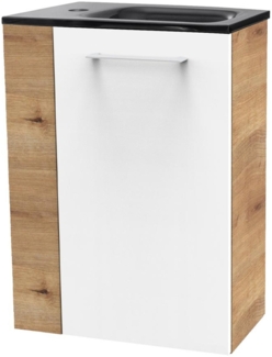 Fackelmann SBC MILANO Gäste WC Set 2-teilig 45 cm, Braun hell/Weiß, rechts, Glas Anthrazit