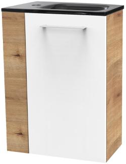 Fackelmann SBC MILANO Gäste WC Set 2-teilig 45 cm, Braun hell/Weiß, rechts, Glas Anthrazit