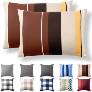 Alreya 2er-Set Renforcé Kissenbezug 40x60 cm - 100% Baumwolle mit YKK Reißverschluss, Superweicher Kopfkissenbezug 40x60, Kissenhülle, Beige Wellen, nur Kissenbezug