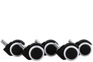 AMSTYLE 5er Set gebremste Hartbodenrollen schwarz/weiß 11mm/Durchmesser 50mm