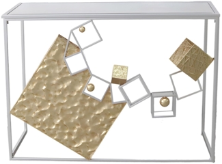 GILDE Sideboard Cubes - Glas und Metall - rechteckig - Höhe 80cm x Breite 107cm - goldfarben/silberfarben - metallische Optik